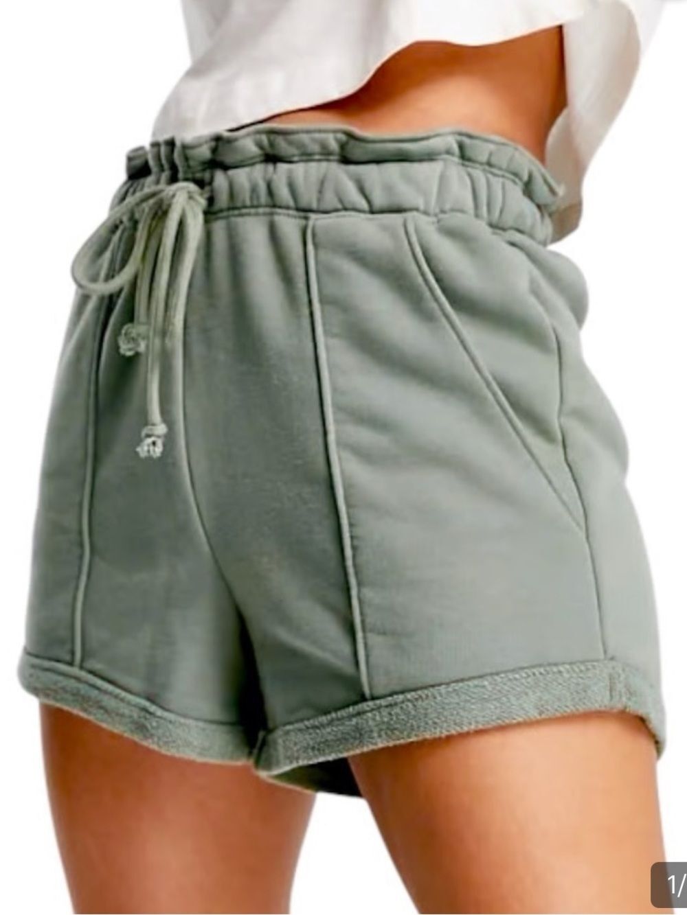 Abercrombie & Fitch Soft High Waisted Shorts Olive Green Womens Medium